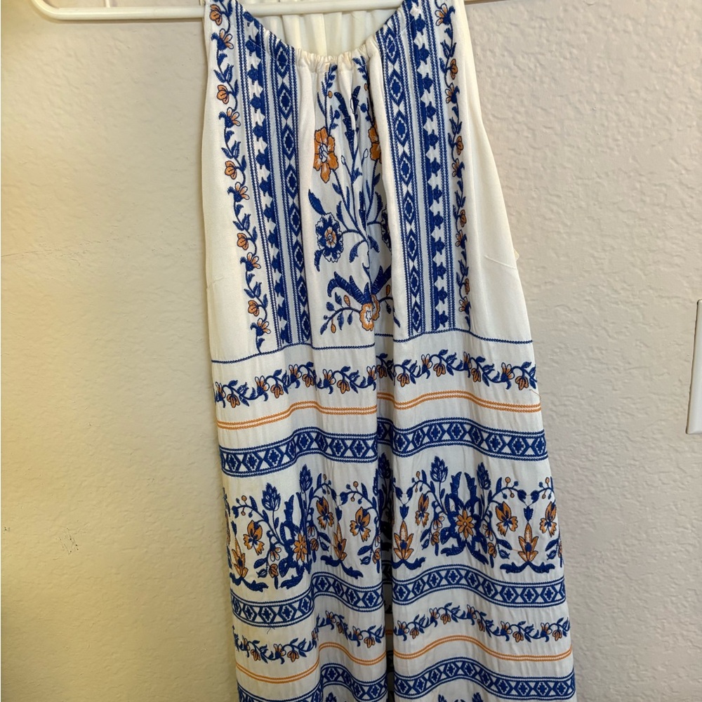 Floral Blue and Orange Embroidered Dress